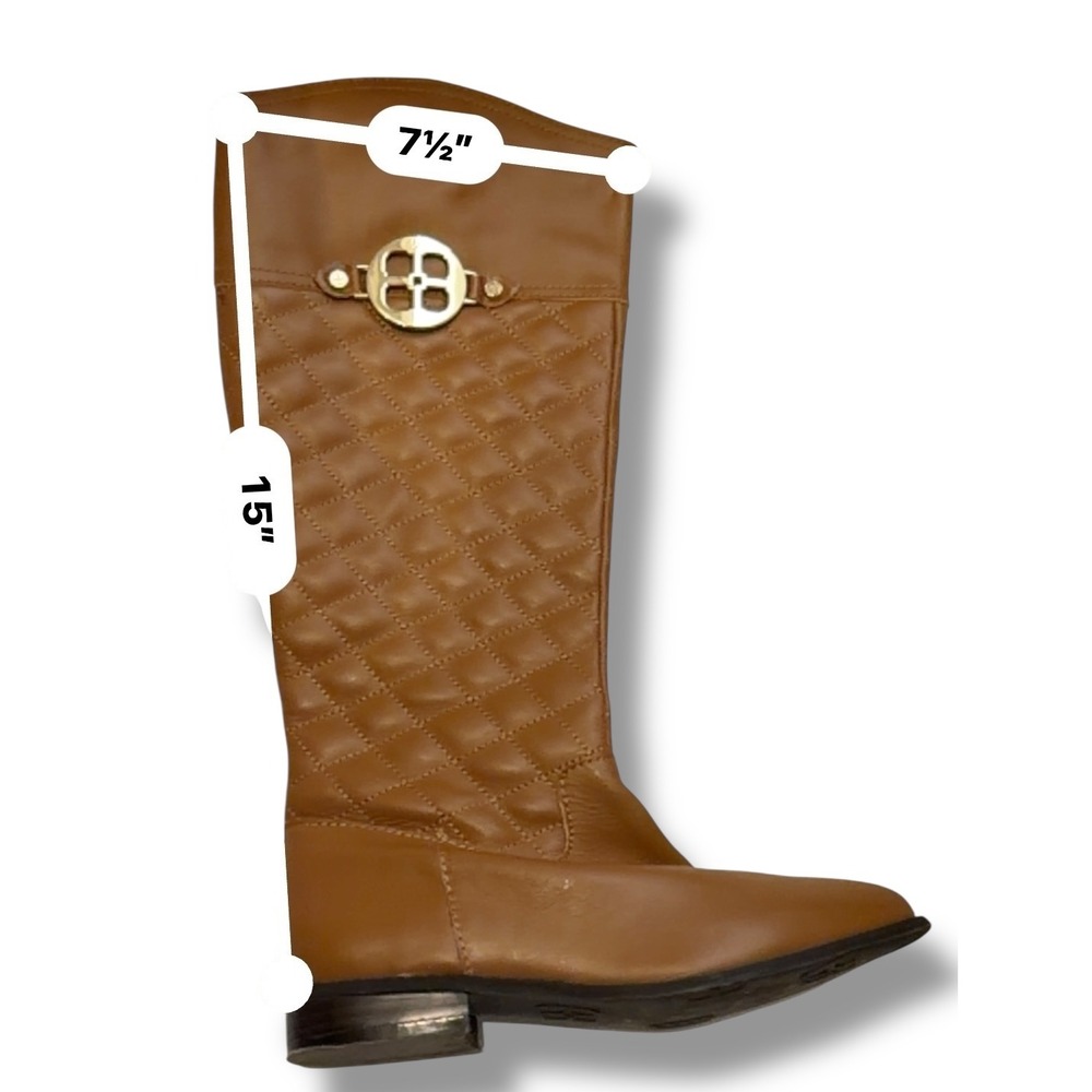 IMAN Women's quilted tan brown Leather Upper Riding Boots Size 7.5 - Picture 2 of 12